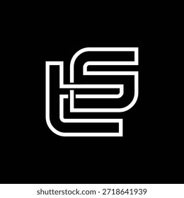Logotipo de monograma TS ou LS com letras lineares geométricas, vetor de ícone de marca de contorno de bloqueio minimalista.
