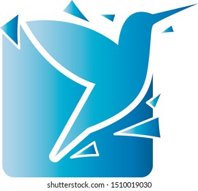 Geometric linear logo of flying hummingbird