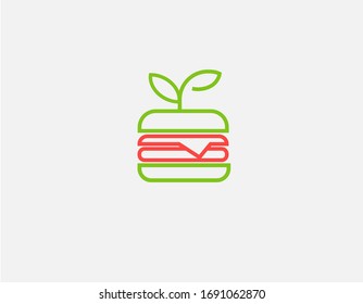 Logo lineal geométrico icono una imagen abstracta de una hamburguesa para tu empresa. Comida rápida.
