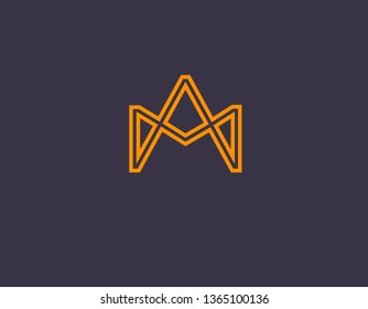 Geometric linear logo icon line pattern letter A and M for business company