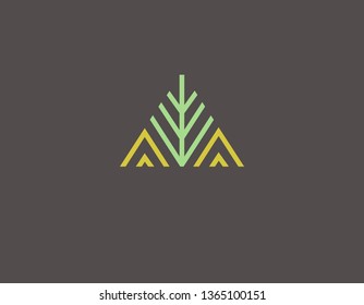 Geometric linear logo icon triangle floral pattern