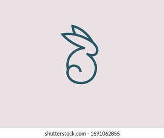 Geometric Linear Minimalistic Logo Icon Hare Or Rabbit For Your Company