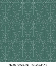 Geometric linear pattern with triangles on a green background