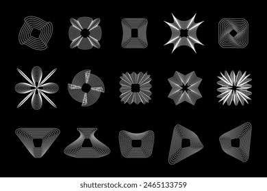 Geometric linear shapes psychedelic y2k, amorphous shapes memphis vector objects.
