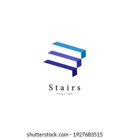 Geometric linear Stairs Logo Symbol Design Template Flat Style Vector