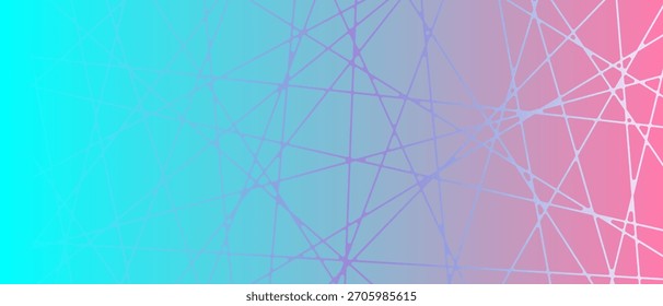 Patrón de voronoi lineal geométrico sobre fondo de gradiente turquesa rosa, Plantilla de diseño de división celular para azulejo de Web sobre Sitio web, fondo poligonal Abstractas.