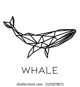 Geometric linear whale. Abstract polygonal outline ocean animal. Vector illustration.