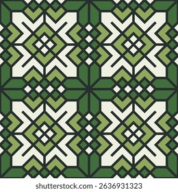 Geometrische Lineart Fliesen nahtloses Muster in Grüntönen Design-Element