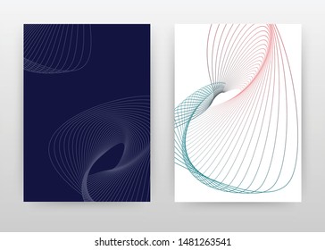 Geometric lined abstract shape design for annual report, brochure, flyer, leaflet, poster. Lined shape on white and blue background. Abstract A4 brochure template. Flyer vector illustration.