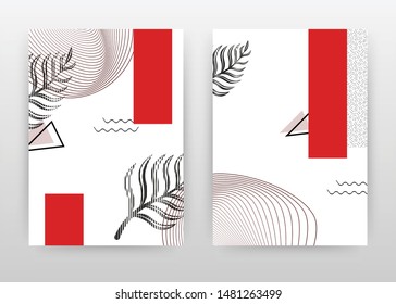 Geometric lined flower petal with red shape design for annual report, brochure, flyer, leaflet, poster. Geometric lined white background. Abstract A4 brochure template. Flyer vector illustration.