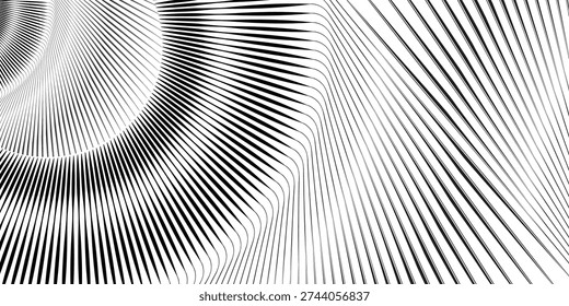 Geometric lines abstract background, black and white lines, vertical, straight and waves lines for wallpaper, print, overlay, cover, banner and poster.
