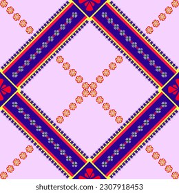 geometric lines blue and pink yellow Intertwined with fabric patterns, skirts, shirts, tablecloths, socks, curtains, pillows, hats, made into a large piece of fabric, patterns on glasses, plates, bowl