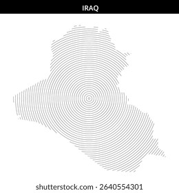 Geometric lines create an abstract representation of Iraq's outline.