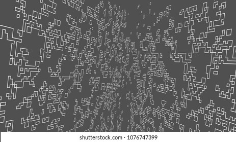 Geometric lines and dots. Line pattern. Modern cube background. Cell abstraction. Connection vector illustration for print and web design. Network black pattern. Organic concept.