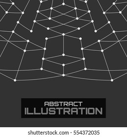 Geometric lines and dots. Line pattern. Modern cube background. Cell abstraction. Connection vector illustration for print and web design. Network black pattern. Organic concept.