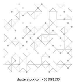 Geometric lines and dots. Line pattern. Modern cube background. Cell abstraction. Connection vector illustration for print and web design. Network black pattern. Organic concept.