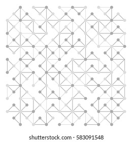 Geometric lines and dots. Line pattern. Modern cube background. Cell abstraction. Connection vector illustration for print and web design. Network black pattern. Organic concept.