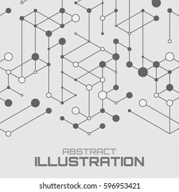 Geometric lines and dots. Line pattern. Modern cube background. Cell abstraction. Connection vector illustration for print and web design. Network black pattern. Organic concept.