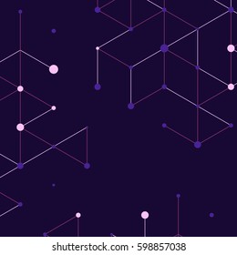 Geometric lines and dots. Line pattern. Modern cube background. Cell abstraction. Connection vector illustration for print and web design. Network black pattern. Organic concept.