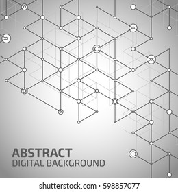 Geometric lines and dots. Line pattern. Modern cube background. Cell abstraction. Connection vector illustration for print and web design. Network black pattern. Organic concept.
