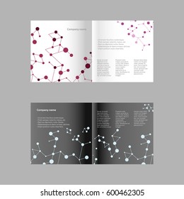 Geometric lines and dots. Line pattern. Modern cube background. Cell abstraction. Connection vector illustration for print and web design. Network black pattern. Brochure template and sample text.