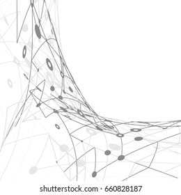 Geometric lines and dots. Line pattern. Cell abstraction. Connection vector illustration for print and web design. Network black pattern. Organic concept.