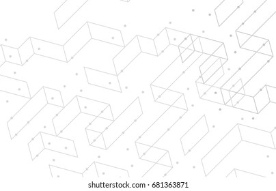 Geometric lines and dots. Line pattern. Modern cube background. Cell abstraction. Connection vector illustration for print and web design. Network black pattern. Organic concept.