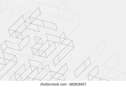 Geometric lines and dots. Line pattern. Modern cube background. Cell abstraction. Connection vector illustration for print and web design. Network black pattern. Organic concept.