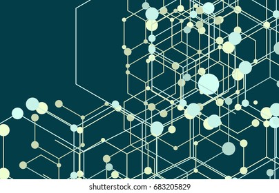 Geometric lines and dots. Line pattern. Modern cube background. Cell abstraction. Connection vector illustration for print and web design. Network black pattern. Organic concept.