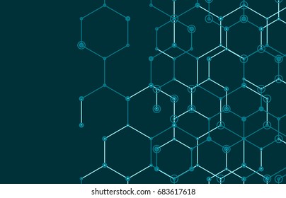 Geometric lines and dots. Line pattern. Modern cube background. Cell abstraction. Connection vector illustration for print and web design. Network black pattern. Organic concept.