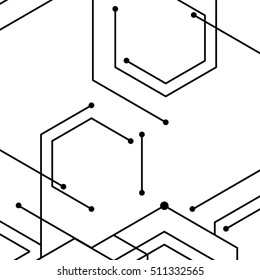 Geometric lines and dots. Modern digital background. Cell abstraction. Connection vector illustration. Network technology pattern.
