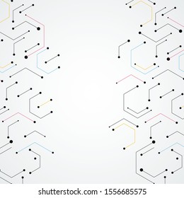 Geometric lines and dots. Modern hexagon background. Connection vector illustration and network cell pattern.