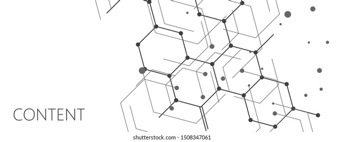 Geometric lines and dots pattern. Modern hexagons and cells background. Connection vector illustration.