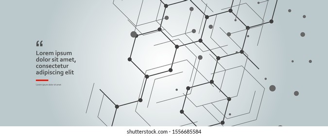 Geometric lines and dots pattern. Modern hexagons and cells background. Connection vector illustration.