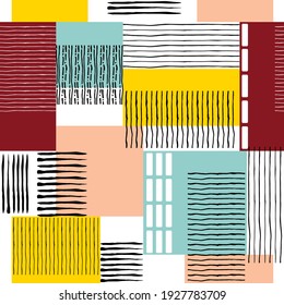 Geometric lines ethnic patterns silk scarf
