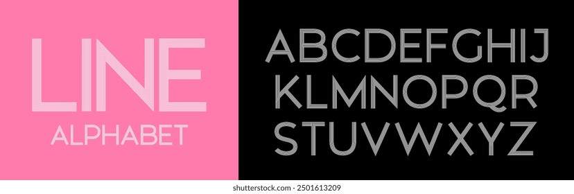 Buchstabensatz für geometrische Linien. Retro-Alphabet in Großbuchstaben. Große stilisierte lineare Buchstaben 