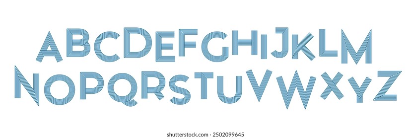 Conjunto de letras de líneas geométricas. Tipografía en mayúsculas del alfabeto retro. Letras lineales estilizadas mayúsculas 