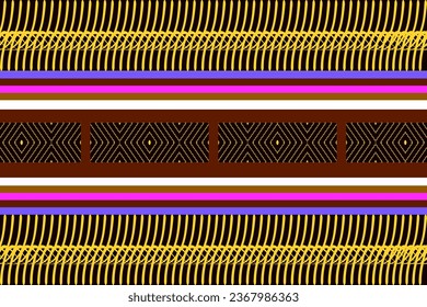geometric lines purple  pink yellow Intertwined with fabric patterns, skirts, shirts, tablecloths, socks, curtains, pillows, hats, made into a large piece of fabric, patterns on glasses, plates