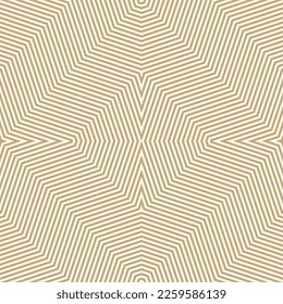 Geometric lines seamless pattern. Abstract vector gold and white texture with chevron, stripes, lines. Optical illusion effect. Stylish modern golden background. Repeat design for decor, print, cover