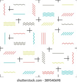 Geometric lines seamless pattern colorful. Thin lines pattern. Hipster themed abstract seamless pattern.