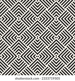 Geometric lines seamless pattern. Elegant vector texture with stripes, squares, chevron, quirky lines. Abstract black and white linear graphic background. Retro sport style ornament. Repeat geo design