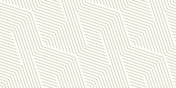 Geometric lines seamless pattern. Golden vector texture with thin diagonal stripes, lines, chevron, zigzag. Abstract gold and white graphic background. Luxury linear ornament. Trendy repeat design