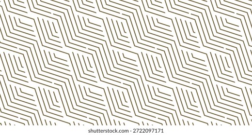 Líneas geométricas sin patrón. Textura de Vector dorado con rayas diagonales delgadas, líneas, chevron, zigzag. Oro Abstractas y fondo gráfico blanco. Ornamento lineal de lujo. Diseño de moda de la repetición