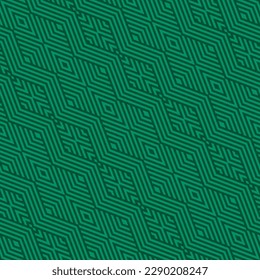Geometric lines seamless pattern. Retro style vector texture with diagonal stripes, chevron, zigzag, quirky lines. Abstract green linear graphic background. Sport style ornament. Repeat geo design