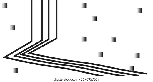  Geometric Lines and Shapes: Clean, abstract illustration of parallel lines and geometric forms with a modern minimalist aesthetic. Perfect for conveying concepts such as movement, direction.