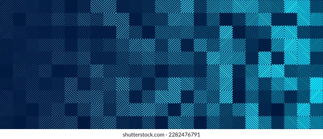 Líneas Geométricas Cuadrado Baldosas Patrón sin inconvenientes. Fondo del juego de vintage. Ilustración vectorial. Líneas Efecto de semitono Arte Generativo Aleatorio Mosaico.