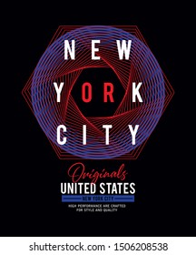 Geometric Lines Stripes, New York City, Typography modern Fashion Slogan for T-shirt and apparels graphic vector illustration
