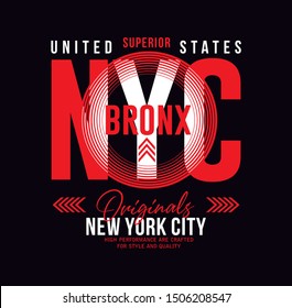 Geometric Lines Stripes, NYC, Bronx, Typography modern Fashion Slogan for T-shirt and apparels graphic vector illustration