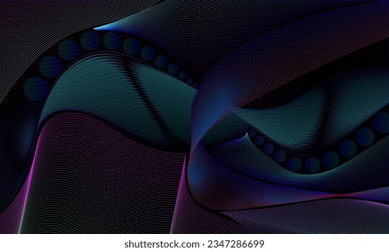 Geometric lines. Tapes. Abstraction. Space. Nebulae. The background. Wallpaper. Purple, yellow, red, pink, blue