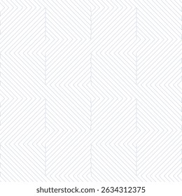 Geometric lines vector seamless pattern. Subtle minimal vector texture with thin quirky stripes, lines, chevron, zig zag. Abstract blue and white graphic background. Linear ornament. Repeated design